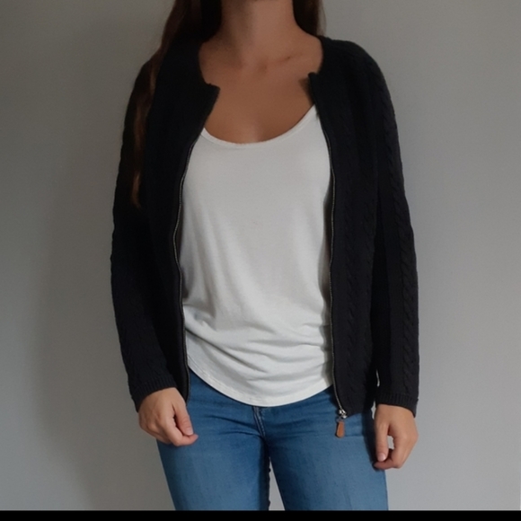 Grey Knitted Zip-up Sweater - Picture 7 of 8